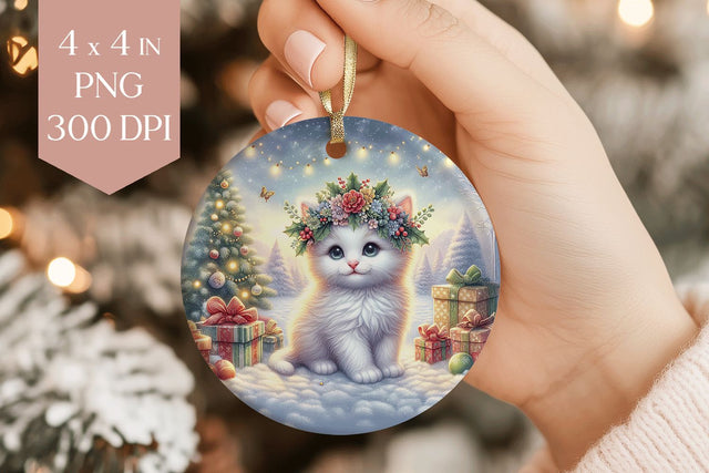 Christmas Kitten Sublimation PNG - Cute Cat Ornament File Sublimation BijouBay 