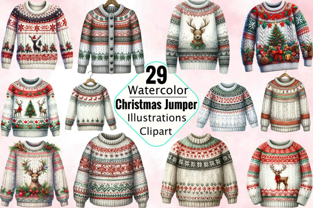 Christmas Knitted Jumper Sublimation Clipart Bundle Sublimation SVGArt 