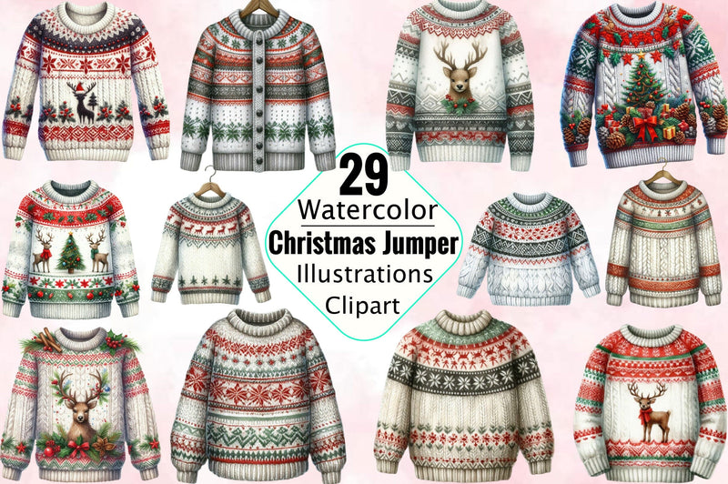 Christmas Knitted Jumper Sublimation Clipart Bundle Sublimation SVGArt 