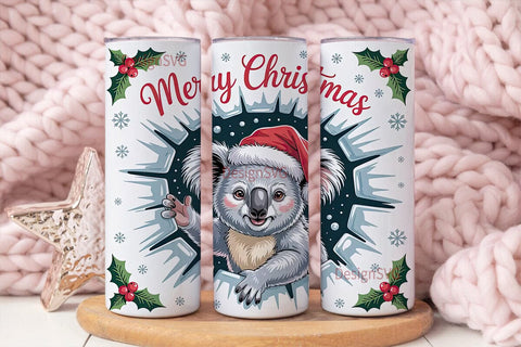 Christmas Koala 20oz Tumbler Wrap Sublimation DesignSVG 