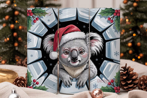 Christmas Koala 20oz Tumbler Wrap Sublimation DesignSVG 