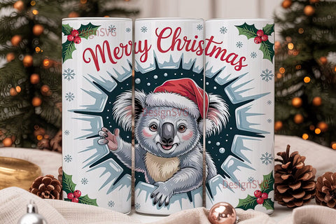 Christmas Koala 20oz Tumbler Wrap Sublimation DesignSVG 