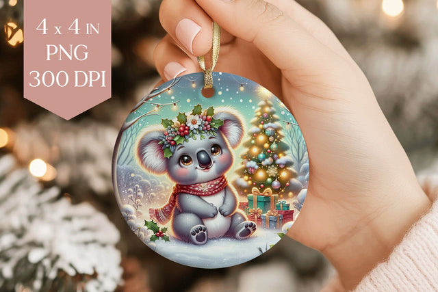 Christmas Koala Sublimation PNG - Cute Animal Ornament Art Sublimation BijouBay 