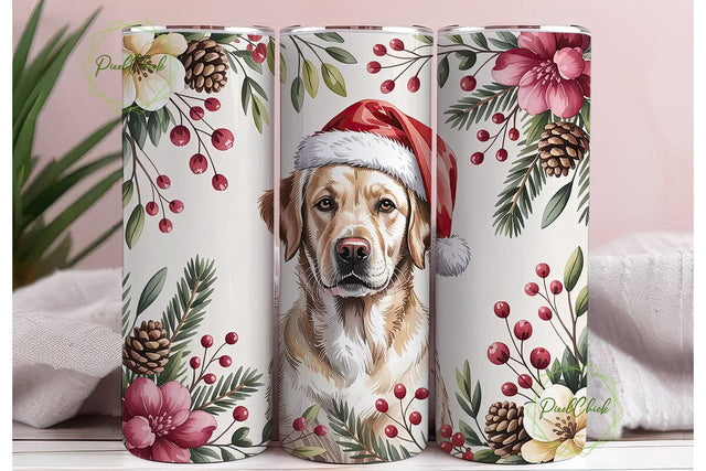 Christmas Labrador 20oz Tumbler Wrap Sublimation PixelChick 