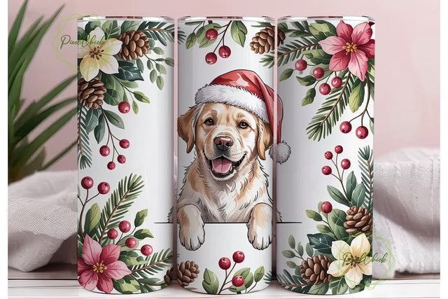 Christmas Labrador 20oz Tumbler Wrap Sublimation PixelChick 