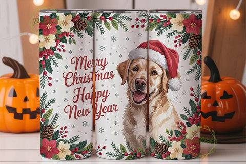 Christmas Labrador 20oz Tumbler Wrap Sublimation PixelChick 