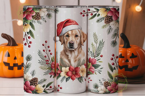 Christmas Labrador 20oz Tumbler Wrap Sublimation PixelChick 