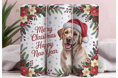 Christmas Labrador 20oz Tumbler Wrap Sublimation PixelChick 