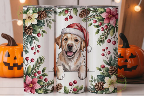 Christmas Labrador 20oz Tumbler Wrap Sublimation PixelChick 