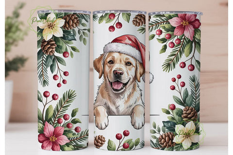 Christmas Labrador 20oz Tumbler Wrap Sublimation PixelChick 