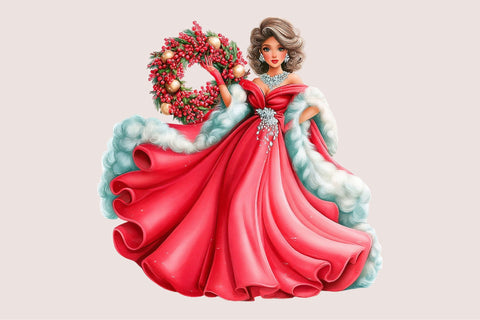 Christmas Lady PNG Clipart Sublimation SVGArt 