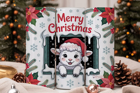 Christmas Lamb 20oz Tumbler Wrap Sublimation DesignSVG 