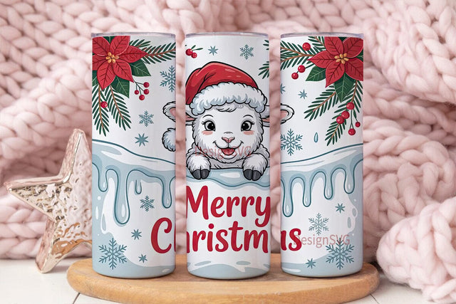 Christmas Lamb 20oz Tumbler Wrap Sublimation DesignSVG 