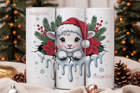 Christmas Lamb 20oz Tumbler Wrap Sublimation DesignSVG 