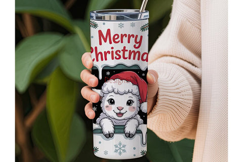 Christmas Lamb 20oz Tumbler Wrap Sublimation DesignSVG 