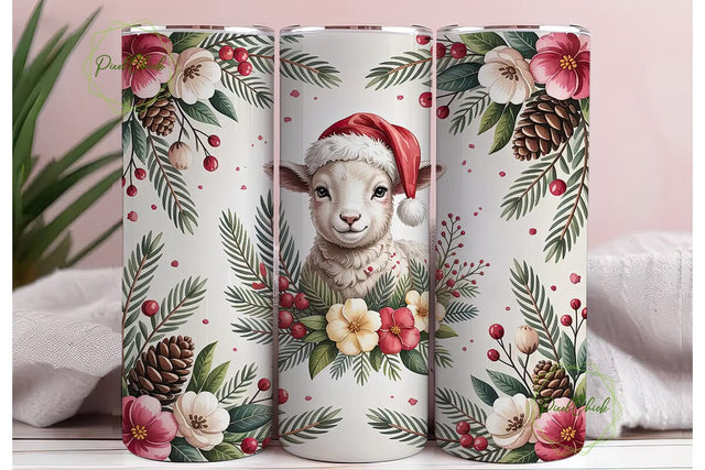 Christmas Lamb 20oz Tumbler Wrap Sublimation PixelChick 