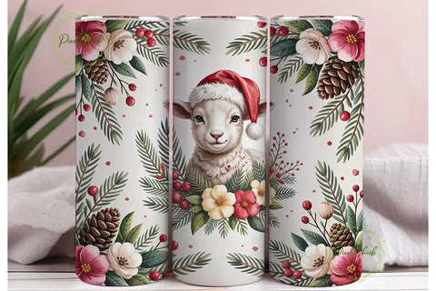 Christmas Lamb 20oz Tumbler Wrap Sublimation PixelChick 