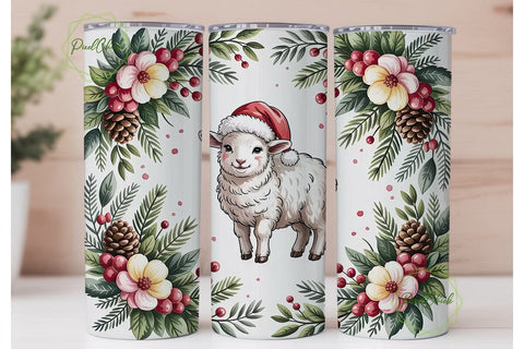 Christmas Lamb 20oz Tumbler Wrap Sublimation PixelChick 