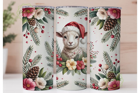 Christmas Lamb 20oz Tumbler Wrap Sublimation PixelChick 
