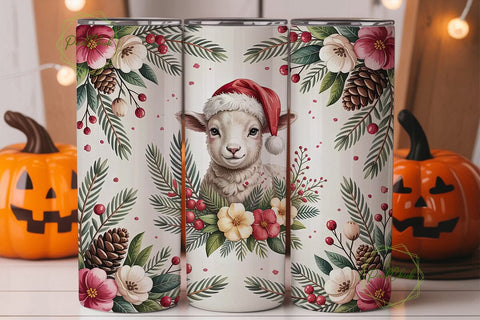 Christmas Lamb 20oz Tumbler Wrap Sublimation PixelChick 