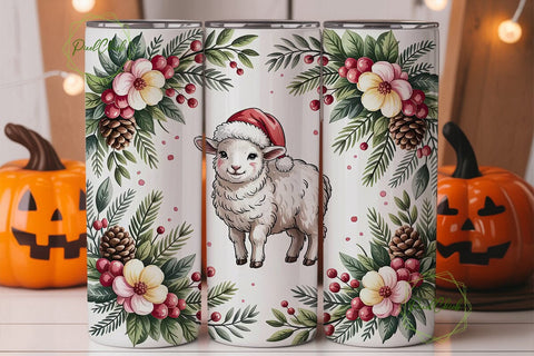 Christmas Lamb 20oz Tumbler Wrap Sublimation PixelChick 