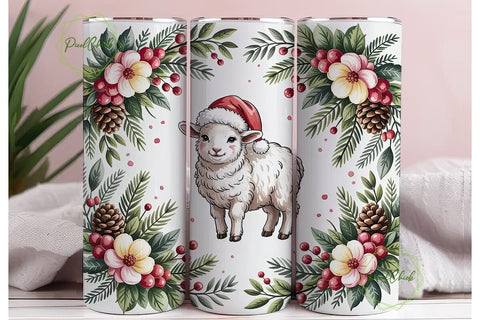 Christmas Lamb 20oz Tumbler Wrap Sublimation PixelChick 