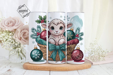 Christmas Lamb 20oz Tumbler Wrap Sublimation sassyprint 