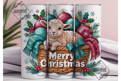 Christmas Lamb 20oz Tumbler Wrap Sublimation sassyprint 