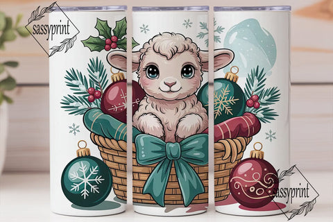 Christmas Lamb 20oz Tumbler Wrap Sublimation sassyprint 