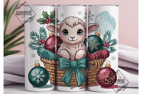 Christmas Lamb 20oz Tumbler Wrap Sublimation sassyprint 