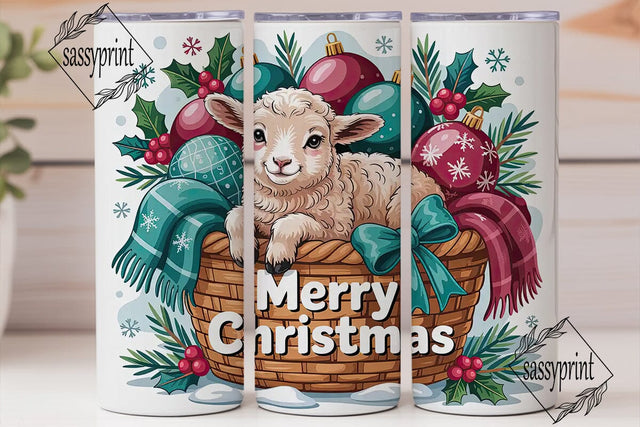 Christmas Lamb 20oz Tumbler Wrap Sublimation sassyprint 
