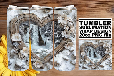 Christmas Landscape 3D Heart Frame Tumbler Wrap Sublimation Sublimation afrosvg 