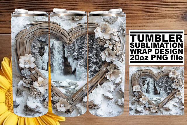 Christmas Landscape 3D Heart Frame Tumbler Wrap Sublimation Sublimation afrosvg 