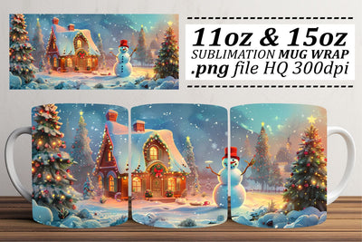 Christmas Landscape Mug Wrap Design for 11oz & 15oz Sublimation Mugs Sublimation afrosvg 