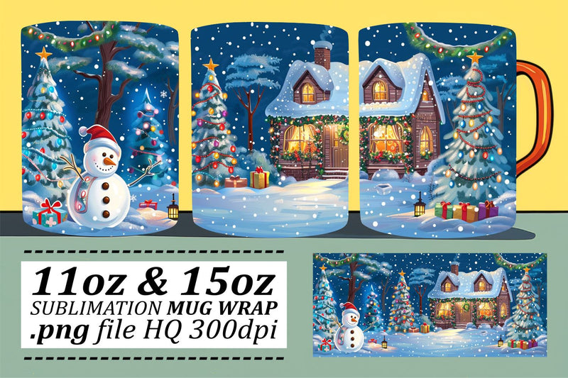 Christmas Landscape Mug Wrap Design for 11oz & 15oz Sublimation Mugs Sublimation afrosvg 