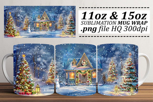 Christmas Landscape Mug Wrap Sublimation - 11oz & 15oz Mug Sizes Sublimation afrosvg 