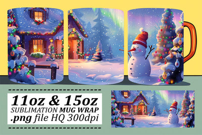 Christmas Landscape Mug Wrap Sublimation Design for 11oz & 15oz Mugs Sublimation afrosvg 