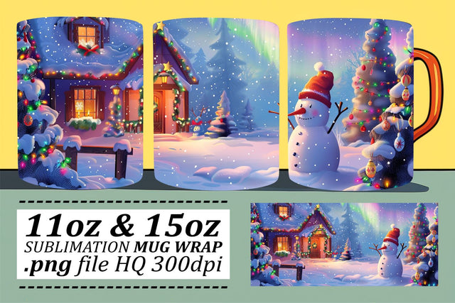 Christmas Landscape Mug Wrap Sublimation Design for 11oz & 15oz Mugs Sublimation afrosvg 