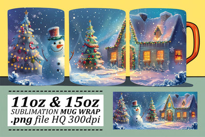 Christmas Landscape Mug Wrap Sublimation with Winter Design - 11oz & 15oz Sublimation afrosvg 