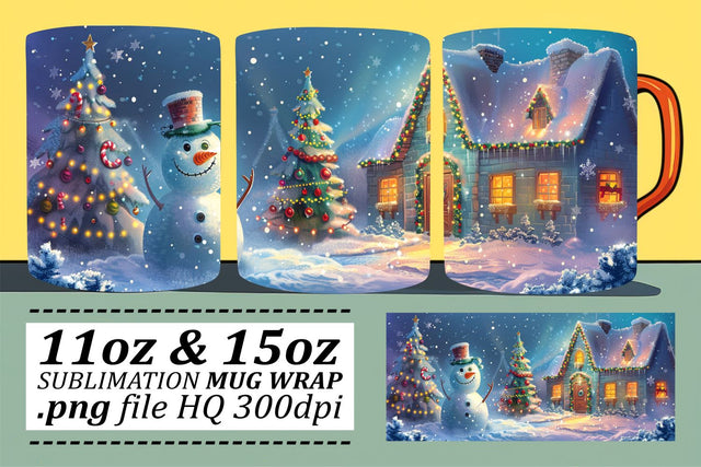 Christmas Landscape Mug Wrap Sublimation with Winter Design - 11oz & 15oz Sublimation afrosvg 