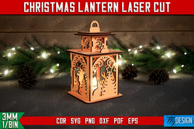 Christmas Lantern | 3D Shadow Lantern | Christmas Decor | Holiday | CNC File SVG Fly Design 