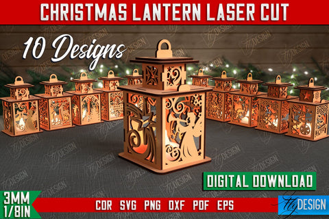 Christmas Lantern Bundle | 3D Shadow Lantern | Christmas Decor | Holiday | CNC Files SVG Fly Design 