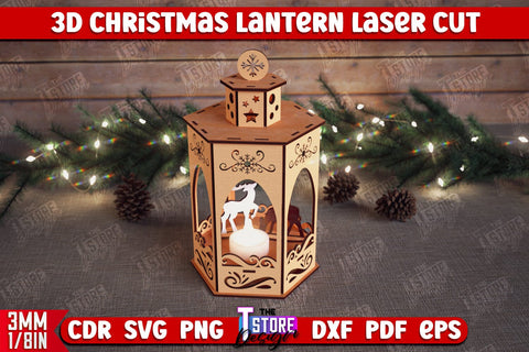 Christmas Lantern Bundle | 3D Shadow Lantern | Christmas Decor | Holiday | Shadow Scene | Christmas Scene Candle Holder | CNC File SVG The T Store Design 