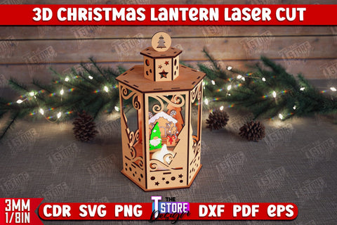 Christmas Lantern Bundle | 3D Shadow Lantern | Christmas Decor | Holiday | Shadow Scene | Christmas Scene Candle Holder | CNC File SVG The T Store Design 