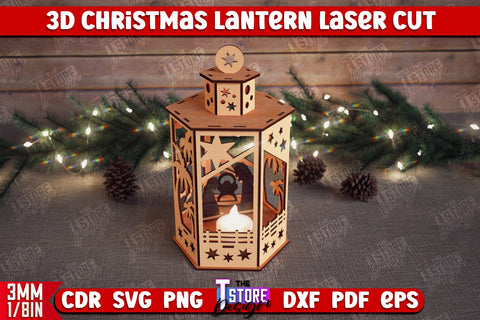 Christmas Lantern Bundle | 3D Shadow Lantern | Christmas Decor | Holiday | Shadow Scene | Christmas Scene Candle Holder | CNC File SVG The T Store Design 