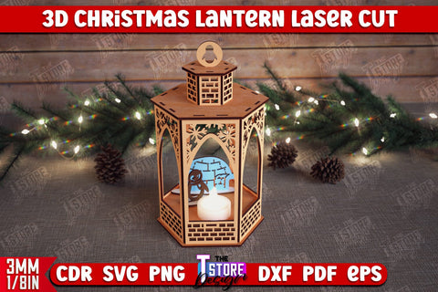 Christmas Lantern Bundle | 3D Shadow Lantern | Christmas Decor | Holiday | Shadow Scene | Christmas Scene Candle Holder | CNC File SVG The T Store Design 