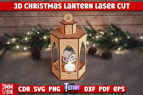 Christmas Lantern Bundle | 3D Shadow Lantern | Christmas Decor | Holiday | Shadow Scene | Christmas Scene Candle Holder | CNC File SVG The T Store Design 