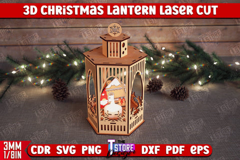 Christmas Lantern Bundle | 3D Shadow Lantern | Christmas Decor | Holiday | Shadow Scene | Christmas Scene Candle Holder | CNC File SVG The T Store Design 