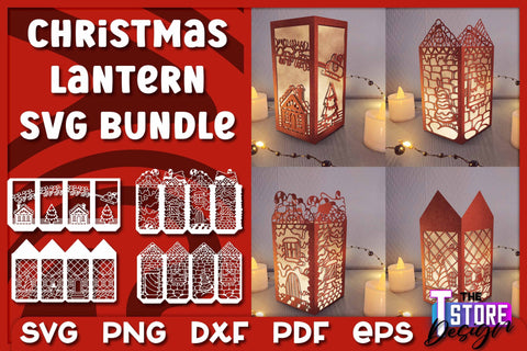 Christmas Lantern Bundle | Christmas Light | 3D Night Light | Shadowbox | SVG File SVG The T Store Design 