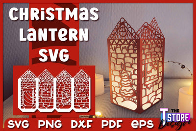 Christmas Lantern | Christmas Light | 3D Night Light | Shadowbox | SVG File SVG The T Store Design 